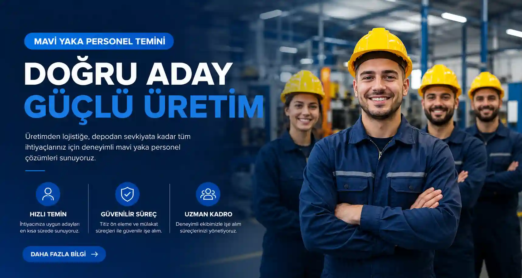 Mavi yaka personel temini ve seri işe alım hizmetleri