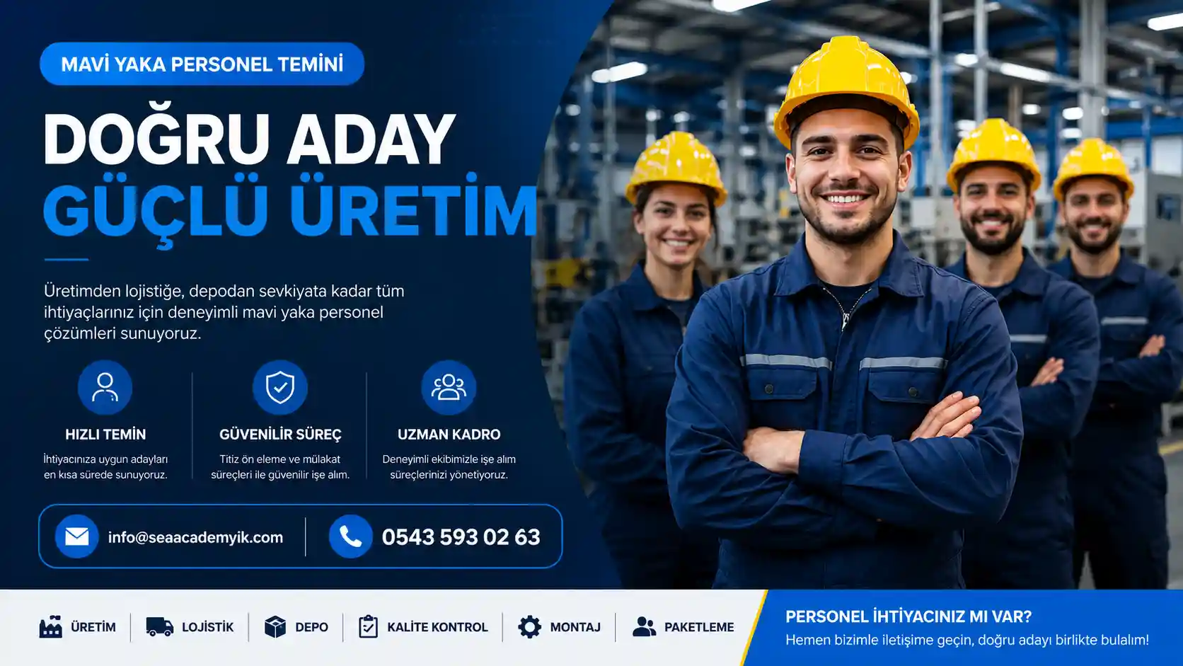 Seri mavi yaka personel temini ve toplu işe alım projesi