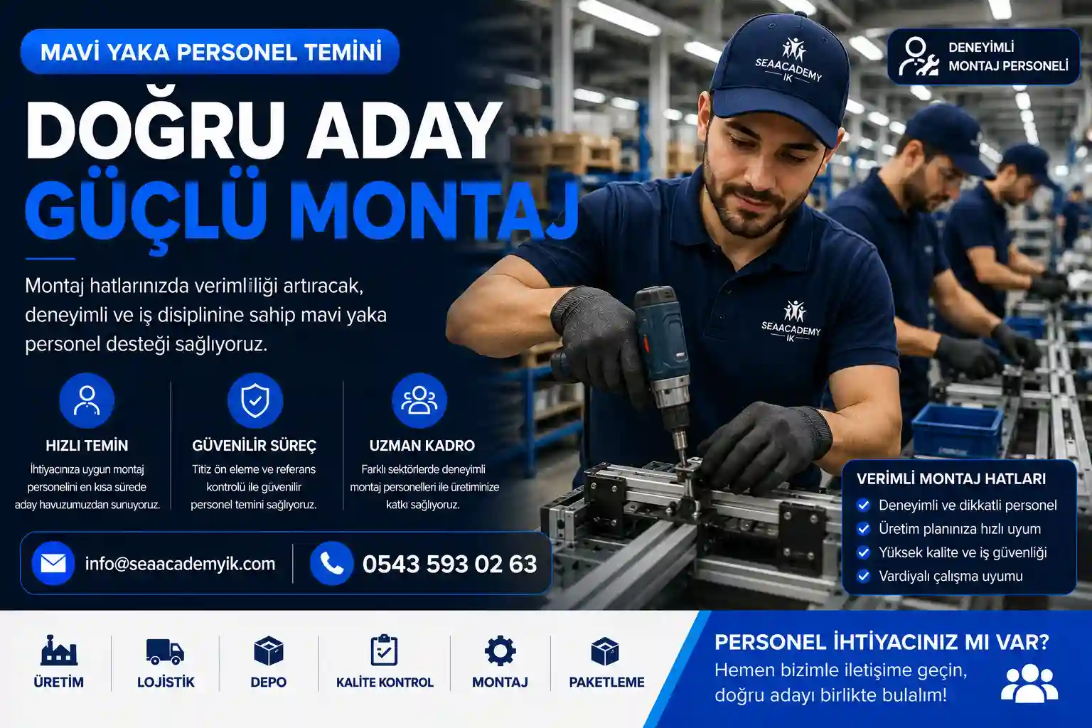 Montaj personeli temin hizmetleri ve üretim hattı montaj süreçleri