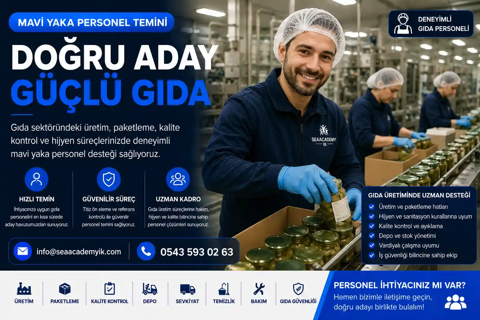 Gıda sektörü mavi yaka personel temini