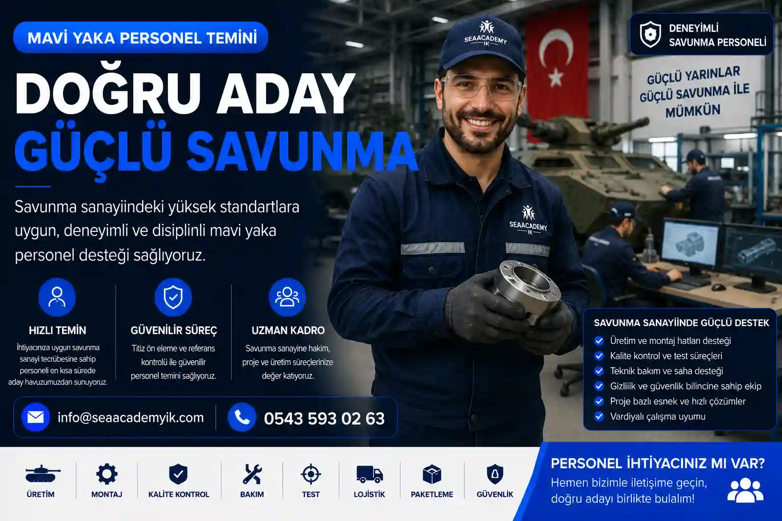 Savunma sanayi mavi yaka personel temini