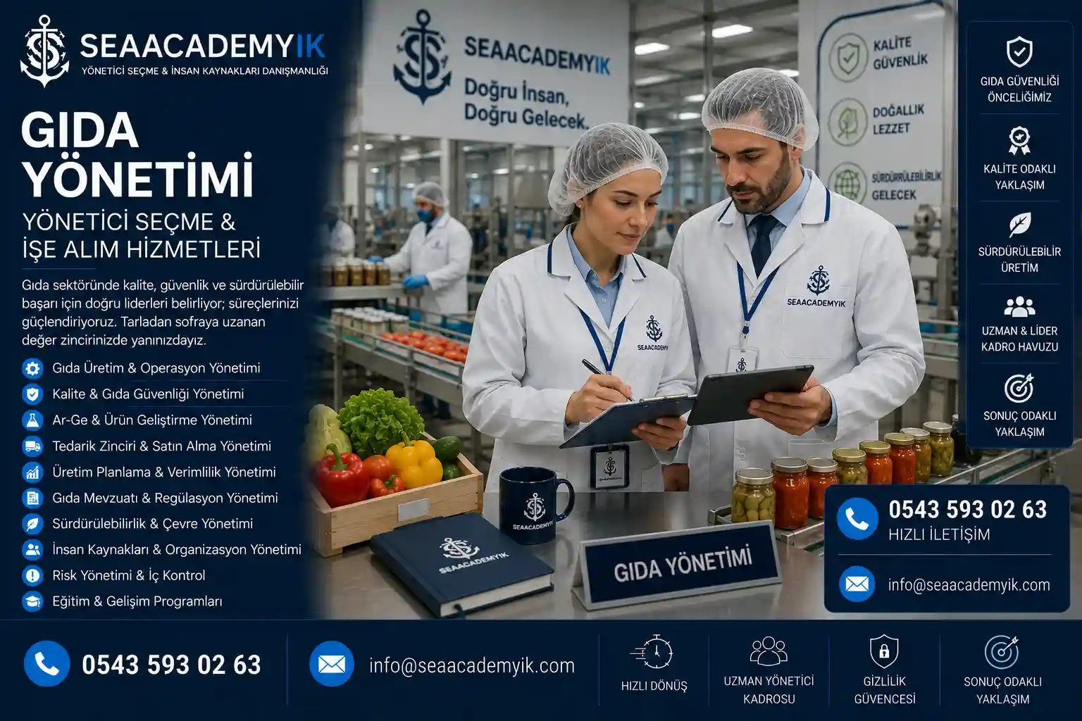 Gıda orta düzey yönetici seçme hizmetleri