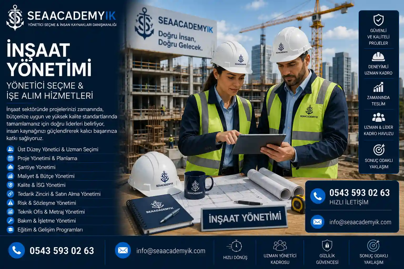 İnşaat sektörü orta düzey yönetici seçme hizmetleri