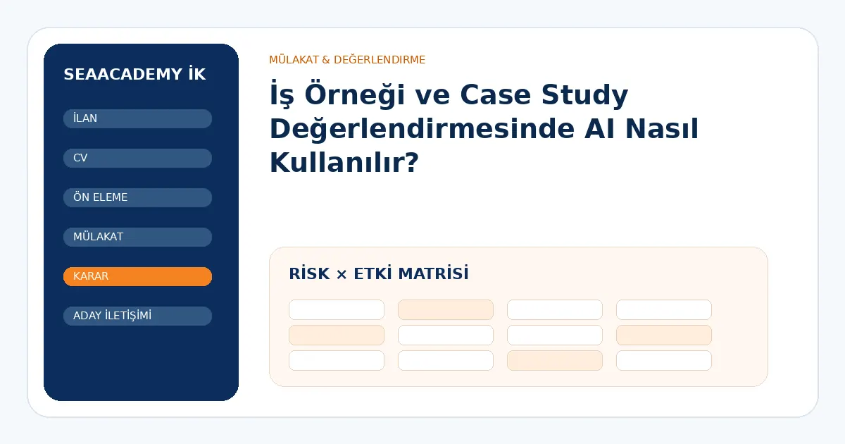 İş Örneği ve Case Study Değerlendirmesinde AI Nasıl Kullanılır? risk ve kontrol matrisi
