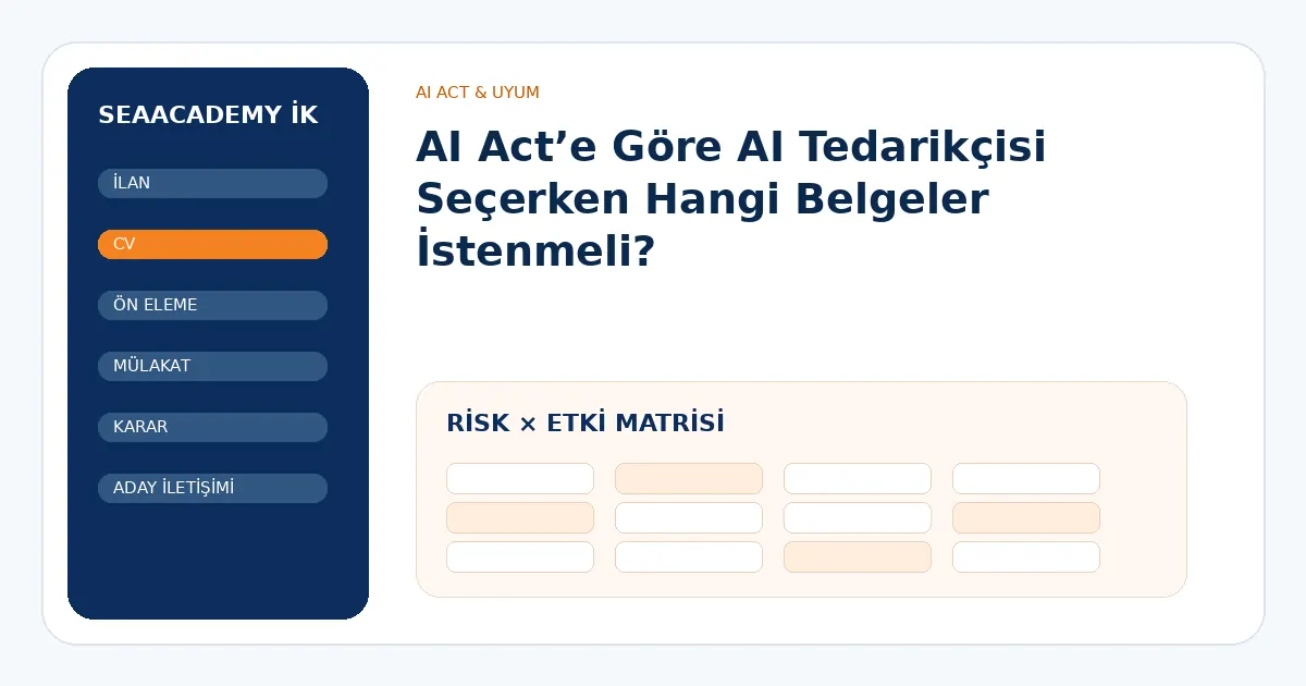 AI Act’e Göre AI Tedarikçisi Seçerken Hangi Belgeler İstenmeli? risk ve kontrol matrisi