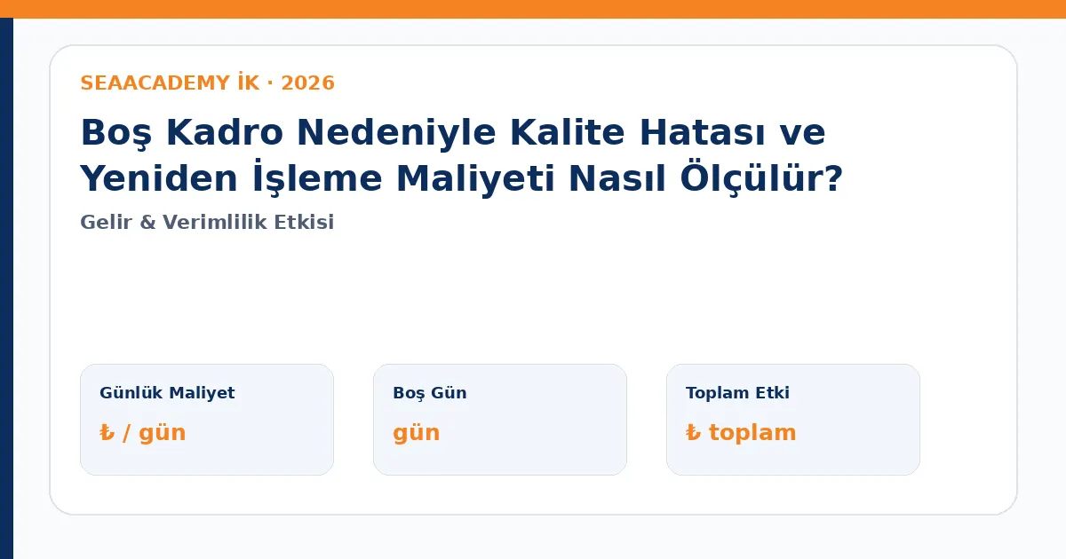 Boş Kadro Nedeniyle Kalite Hatası ve Yeniden İşleme Maliyeti Nasıl Ölçülür?