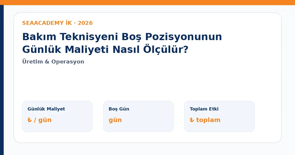 Bakım Teknisyeni Boş Pozisyonunun Günlük Maliyeti Nasıl Ölçülür?