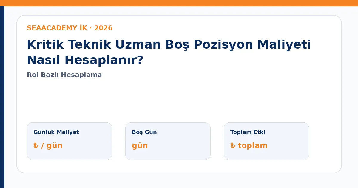 Kritik Teknik Uzman Boş Pozisyon Maliyeti Nasıl Hesaplanır?