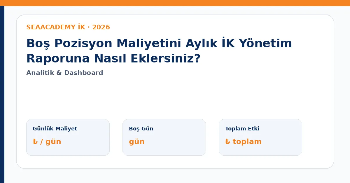 Boş Pozisyon Maliyetini Aylık İK Yönetim Raporuna Nasıl Eklersiniz?