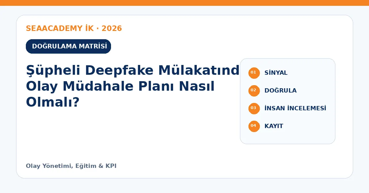 Şüpheli Deepfake Mülakatında Olay Müdahale Planı Nasıl Olmalı? kontrol matrisi