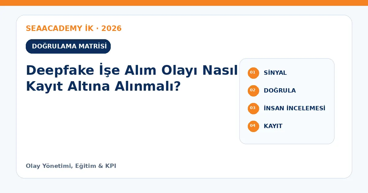 Deepfake İşe Alım Olayı Nasıl Kayıt Altına Alınmalı? kontrol matrisi