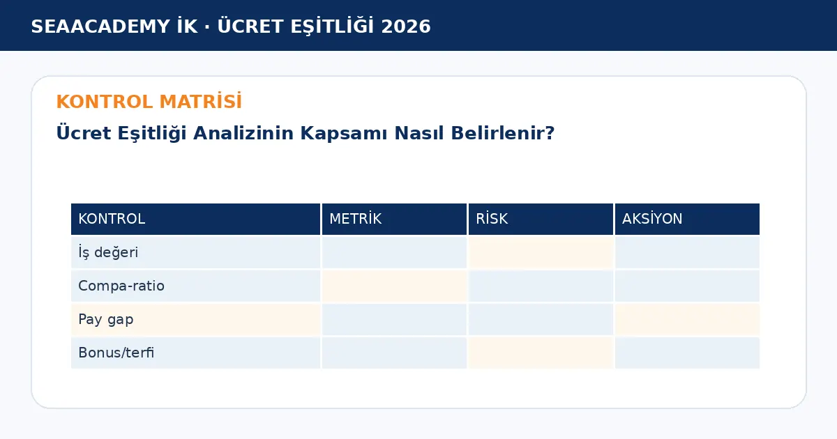 Ücret Eşitliği Analizinin Kapsamı Nasıl Belirlenir? kontrol matrisi