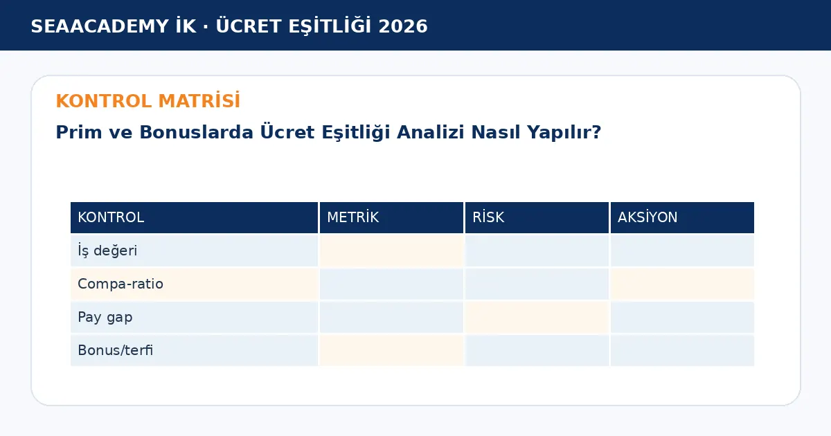 Prim ve Bonuslarda Ücret Eşitliği Analizi Nasıl Yapılır? kontrol matrisi