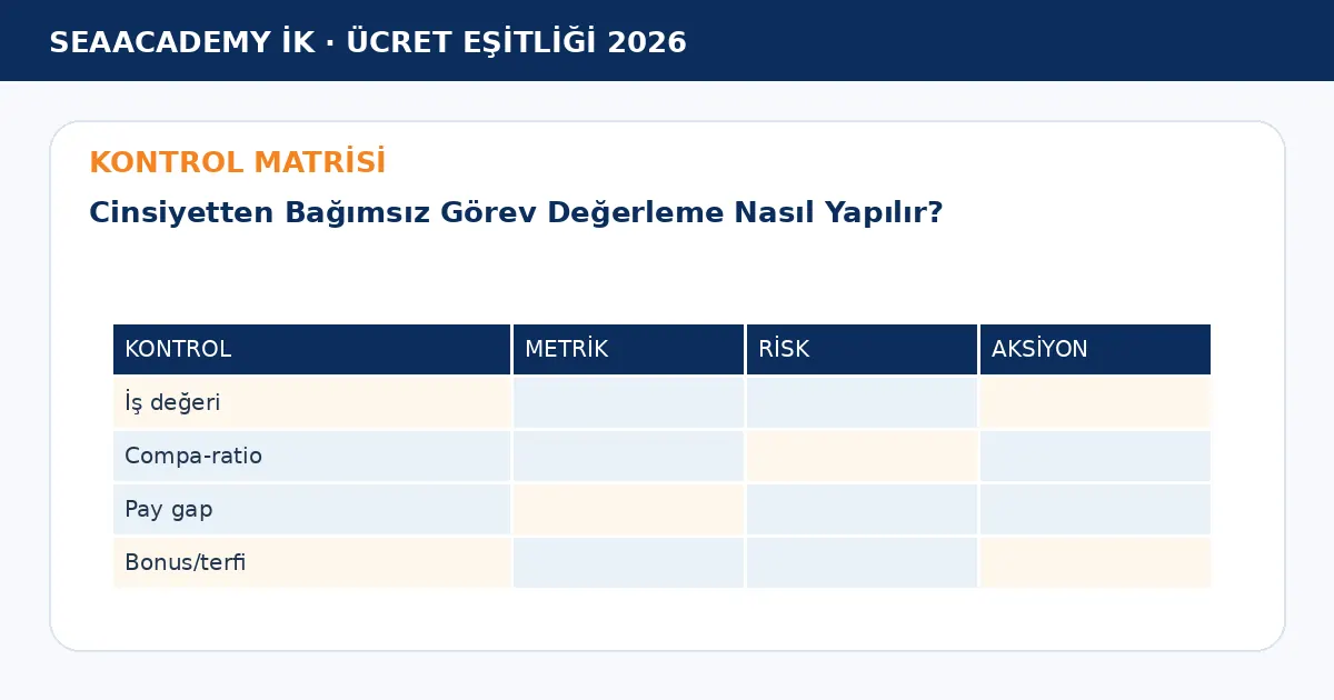 Cinsiyetten Bağımsız Görev Değerleme Nasıl Yapılır? kontrol matrisi