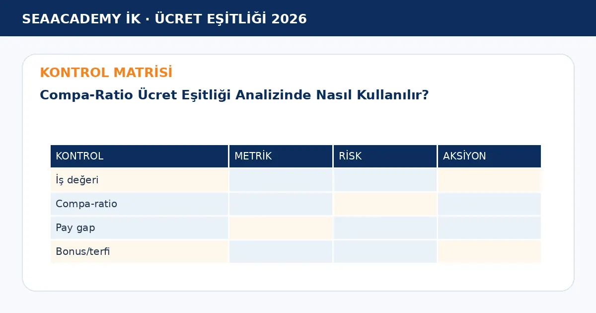 Compa-Ratio Ücret Eşitliği Analizinde Nasıl Kullanılır? kontrol matrisi
