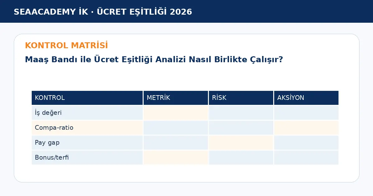 Maaş Bandı ile Ücret Eşitliği Analizi Nasıl Birlikte Çalışır? kontrol matrisi