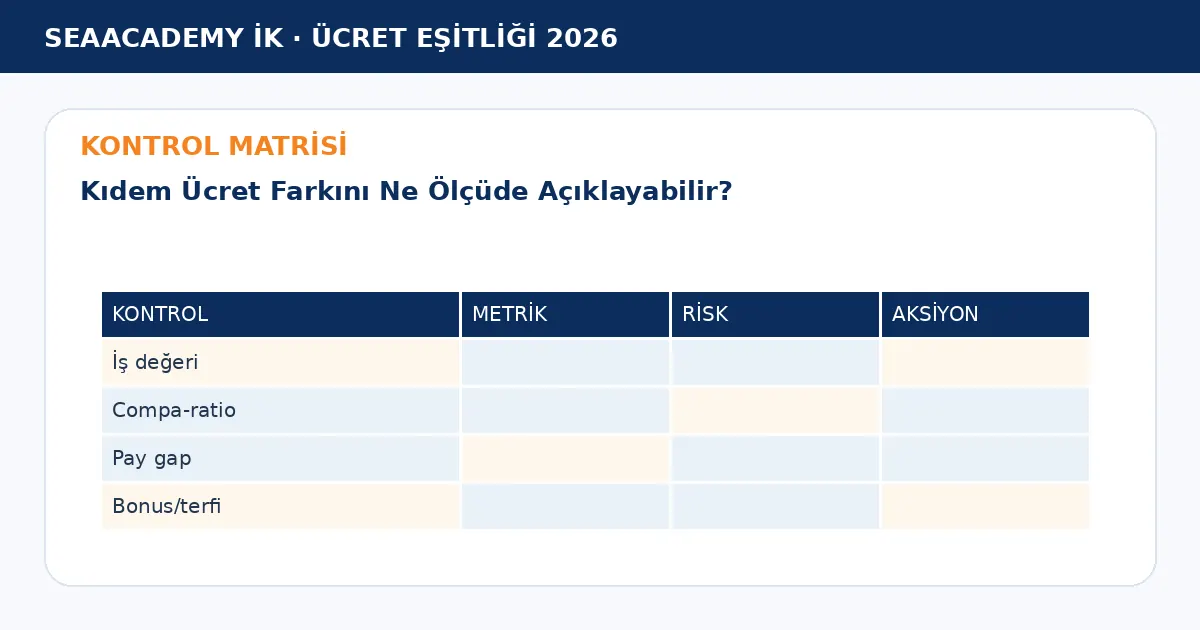 Kıdem Ücret Farkını Ne Ölçüde Açıklayabilir? kontrol matrisi