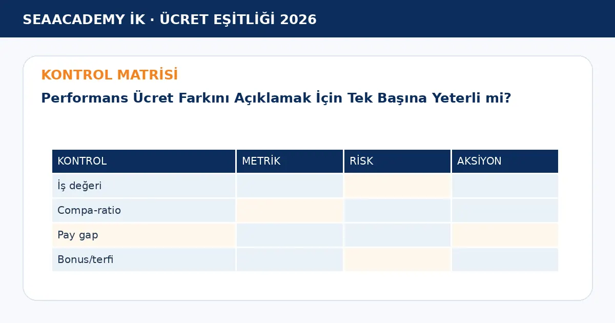 Performans Ücret Farkını Açıklamak İçin Tek Başına Yeterli mi? kontrol matrisi