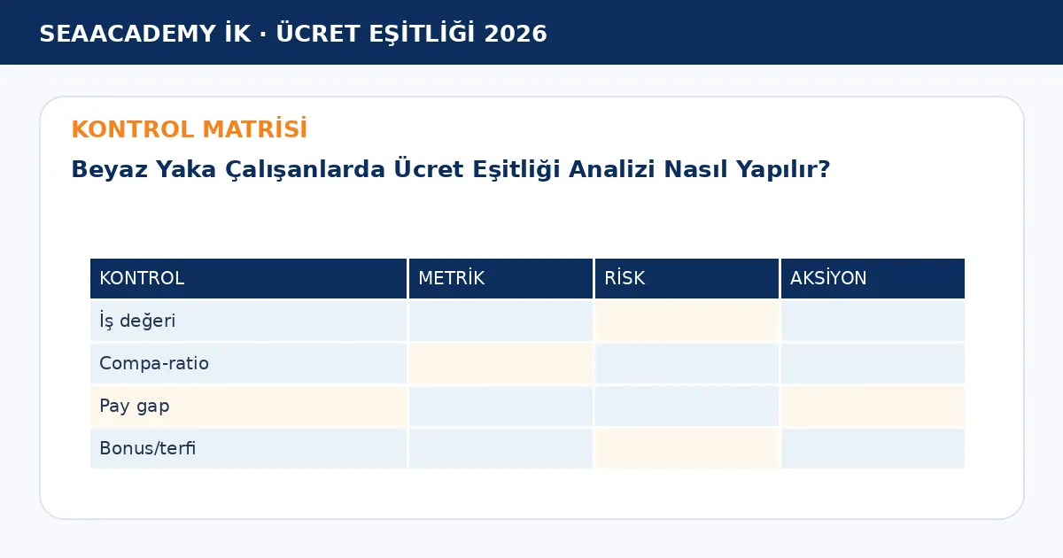 Beyaz Yaka Çalışanlarda Ücret Eşitliği Analizi Nasıl Yapılır? kontrol matrisi