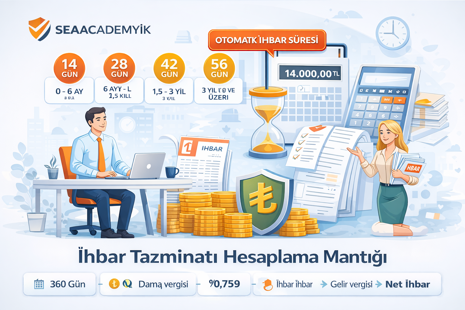 İhbar tazminatı hesaplama - otomatik ihbar süresi