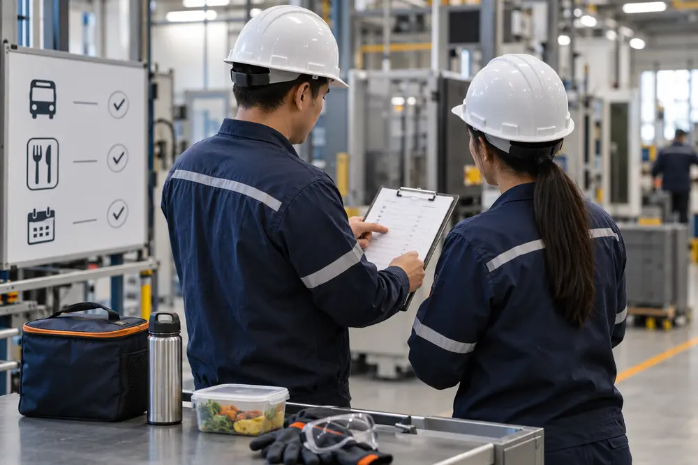 Üretim ve vardiyalı çalışanlar için servis yemek ve yan hak planlaması yapan ekip