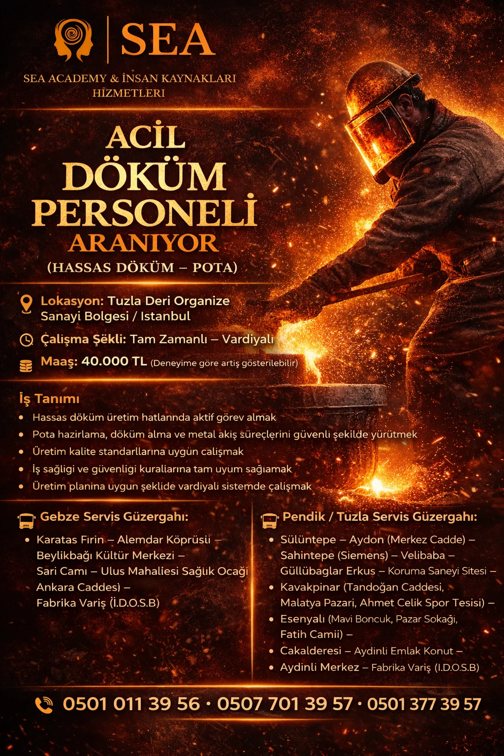 🔥 HASSAS DÖKÜM FIRIN OPERATÖRÜ (FIRINCI) ARANIYOR! görseli