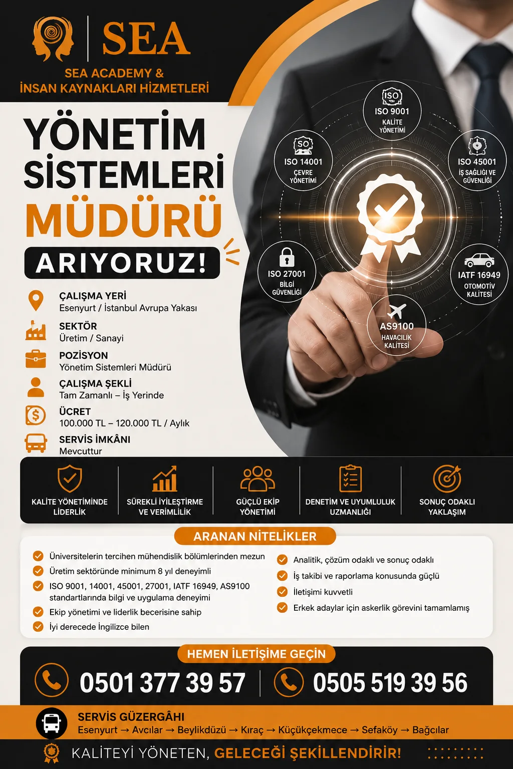 📢 YÖNETİM SİSTEMLERİ MÜDÜRÜ ARIYORUZ görseli